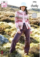Knitting Pattern - King Cole 5906 - Nordic Chunky - Ladies Sweater and Cardigan